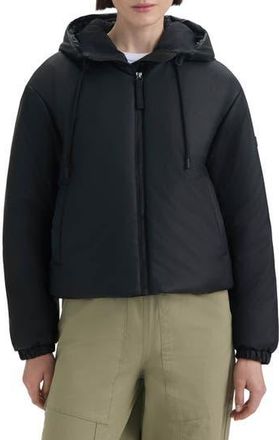 Hunter Leah Water Repellent Hooded Crop Puffer Jacket in Black at Nordstrom Rack, Size X-Large