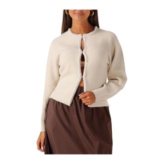 Notre-V Truien & Vesten, Dames, Beige, S, Polyester, Ecru Gebreide Trui voor Herfst/Winter