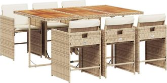 vidaXL Set Comedor De Jard&iacute;n 7 Pzas Con Cojines Rat&aacute;n Sint&eacute;tico Beige Vidaxl