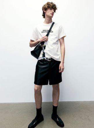 Le 31 Mens Faux-leather short Inseam: 6