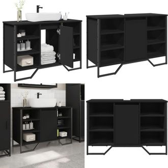 vidaXL Mobile Lavabo Bagno Nero 91x35x60 cm in Truciolato - Lavabo - Armadio da bagno
