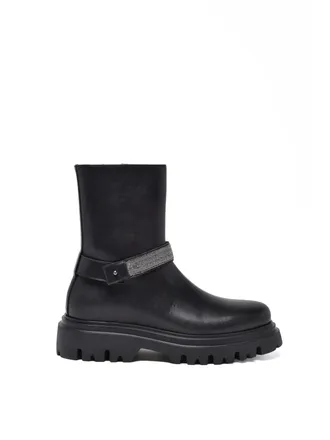 Fabiana Filippi Black Leather Biker Boots