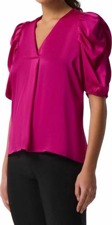 Joseph Ribkoff Silky Ruffle Sleeves Top In Fuchsia