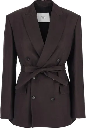 Tela Double-breasted Belted Blazer