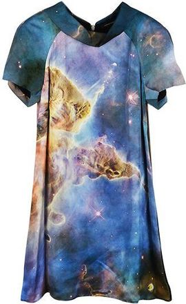 Christopher Kane Multicolour nebula print silk swing dress Size XS