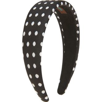Tasha Wide Polka Dot Headband in Blackwhite at Nordstrom