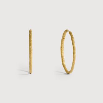 Monica Vinader Gold Antica Textured Slim Large Hoops