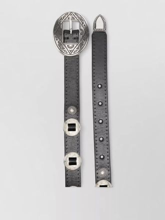 Golden Goose belt threads washed leather hammered studs