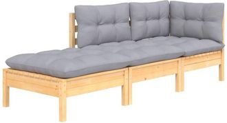 vidaXL Juego De Muebles De Jard&iacute;n 3 Pzas Y Cojines Madera Maciza Pino Vidaxl