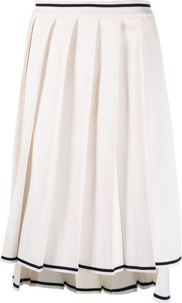Thom Browne needle-stitch pleated skirt - men - Silk/Cotton - 4 - White