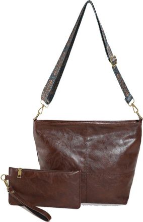 Generic Ladies Shoulder Bag, Adjustable Strap, Comfortable PU Crossbody Bag, Zipper Closure,Vintage Tote Bag with a Wallet, Applies to Commuting (Coffee + Wal
