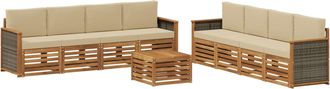vidaXL Conjunto De Sof&aacute;s De Exterior 9 Uds. Natural Y Beige Vidaxl