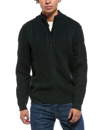 Jason Wu Quarter Zip Diamond Cable Knit Mock Neck Sweater