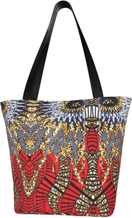 AOOEDM African Ankara Reusable Tote Bag Women Casual Handbag Shoulder Bags for Shopping Groceries Travel Outdoors