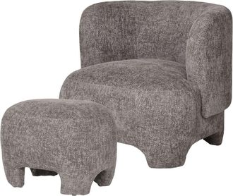 Moloo Sill&oacute;n y reposapi&eacute;s en tela de chenilla gris
