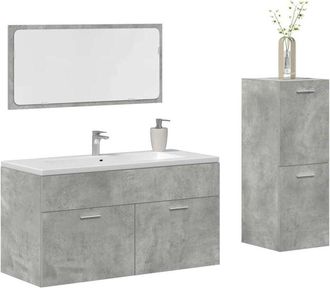 vidaXL vidaXL Set Mobili da Bagno 3 pz Grigio Cemento in Legno Multistrato