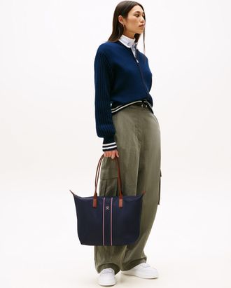 Tommy Hilfiger Womens Popette Tote Bag in Dark Blue Nylon - One Size
