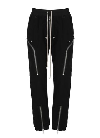 Rick Owens Relaxed Fit Black Trousers With Elastic Waistband And Zipper Details