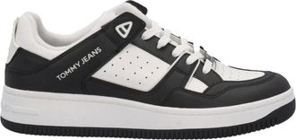 Tommy Hilfiger Schoenen, Heren, Zwart, 43 EU, Leer, Retro Leren Sneakers