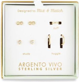 Argento Vivo Pack of Four Heart Assorted Stud, Cuff & Hoop Earrings in Gold at Nordstrom Rack