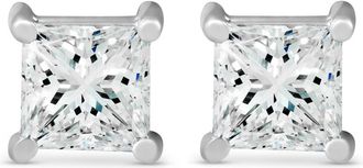 Pompeii3 Certified 3Ct Princess Cut Diamond Studs 14k White Gold Lab Grown