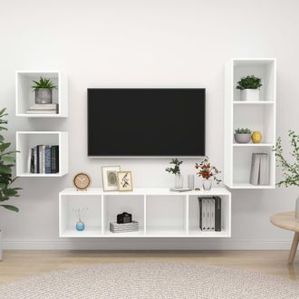Berkfield Home 4 Piece TV Cabinet Set White Engineered Wood