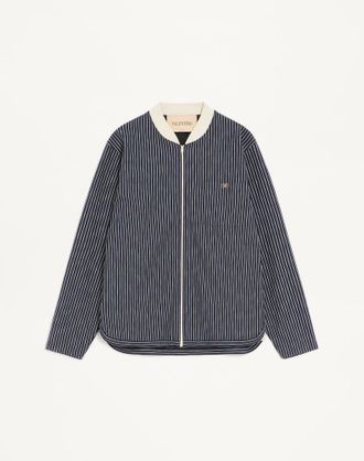 Valentino Valentino Viscose Sweatshirt With Striped VLogo Man NAVY/BUTTER XXL