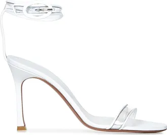 Amina Muaddi Womens Sandals Kim Glass 95 White Pvc - Leather