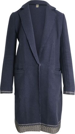 Pinko Single-Breasted Coat in Navy Blue Cotton