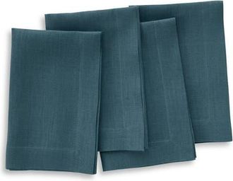 Solino Home Linen Dinner Napkins Set of 4, 20 x 20 Inch for Dining Table, Holiday and Everyday Table Decor - Fete in Peacock Blue at Nordstrom, Size