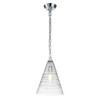 Netlighting Feiss Elmore Dome Pendant Ceiling Light Polished Chrome in Grey