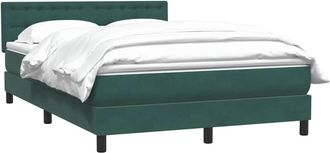 vidaXL Cama Box Spring Con Colch&oacute;n Terciopelo Verde Oscuro 160x210 Cm Vidaxl