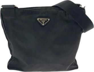 Prada Pre-owned Cross Body Bags, female, Black, Size: ONE SIZE Pre-owned Nylon Cross Body Bag