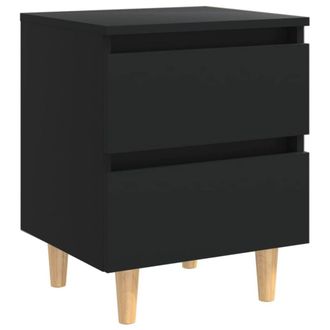 Berkfield Home Sturdy Bed Cabinets with Solid Pinewood Legs 2 pcs Black 40x35x50 cm | Size: 40 x 35 x 50 cm