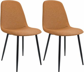 Clp Juego De 2 Sillas De Comedor Maryam Naranja Tela