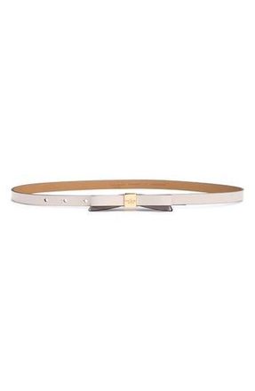 Kate Spade New York bow logo plate belt in Cream /Polished Gold at Nordstrom Rack, Size X-Small