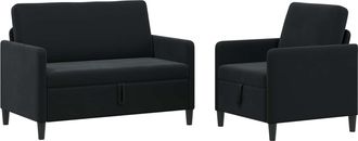 vidaXL Juego De Sof&aacute;s Con Almacenamiento 2 Uds. Negro Poli&eacute;ster Vidaxl