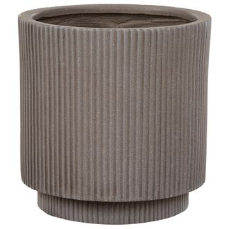 Beliani Maceta De Mezcla De Arcilla Gris Pardo 30 Cm Agujero Drenaje Acabado Vertical Daria