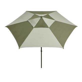 HAY Terrazza Sonnenschirm, sechseckig, &Oslash; 300 cm, gr&uuml;n / dunkelgr&uuml;n