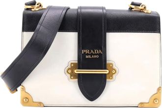 Prada Cahier Leather and Saffiano Leather Large crossbody bag - White