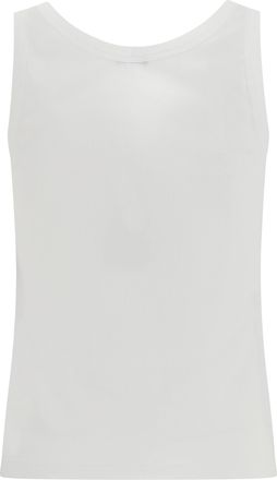 Versace Womens Tank Top Cotton Rib Stretch Optical White Cotton; Elastane