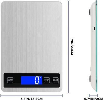 OEM Balanza De Cocina Digital De 15 Kg Con Pantalla Lcd + Acero Inoxidable + Vidrio Templado - Precisi&oacute;n De Hasta 1 G - G/kg/lb:oz/ml/floz - Funciona Con 