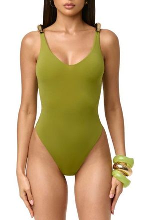 Naked Wardrobe Hardware Strap Bodysuit in Mojito at Nordstrom, Size X-Large