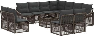 vidaXL Conjunto De Sof&aacute;s De Jard&iacute;n 12 Uds. Gris Rat&aacute;n Sint&eacute;tico Vidaxl