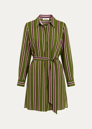 Diane Von F&uuml;rstenberg Elle Striped Stretch Georgette Mini Shirtdress