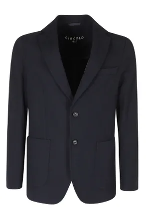 Circolo 1901 Blue Single-Breasted Fleece Cotton-Blend Blazer