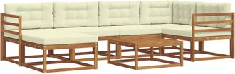 vidaXL Conjunto De Sof&aacute;s De Exterior 7 Uds. Natural Y Crema Vidaxl