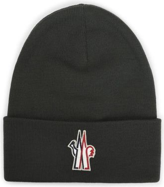 Moncler Olive Logo Patch Beanie Hat