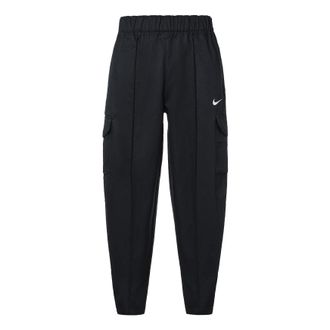 Nike (WMNS) Nike Logo Solid Color Woven Sports Pants/Trousers/Joggers Autumn Black DD5984-010