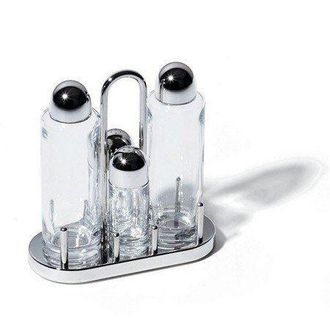 Alessi Servicio De Condimentos Inox Y Transparente Dise&ntilde;o Minimalista
